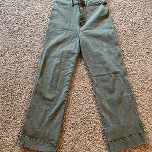 Olive green wide leg pants